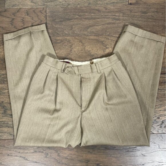 3/$25 Corbin Pleated Men's Slacks Brown 30Wx27L EUC - Picture 1 of 7
